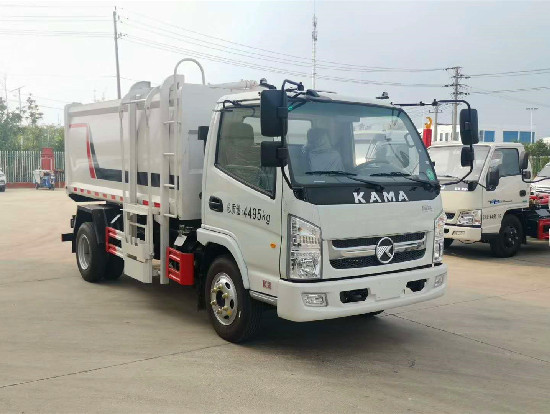 凱馬國六6方藍(lán)牌自裝卸掛桶)式垃圾車